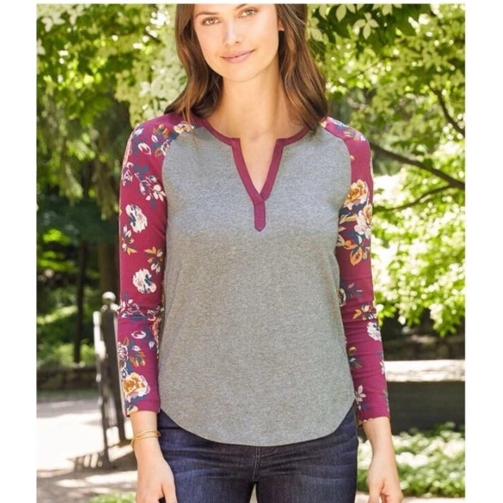 Matilda Jane Times Table Grey Floral Sleeve Raglan Tee Size Medium